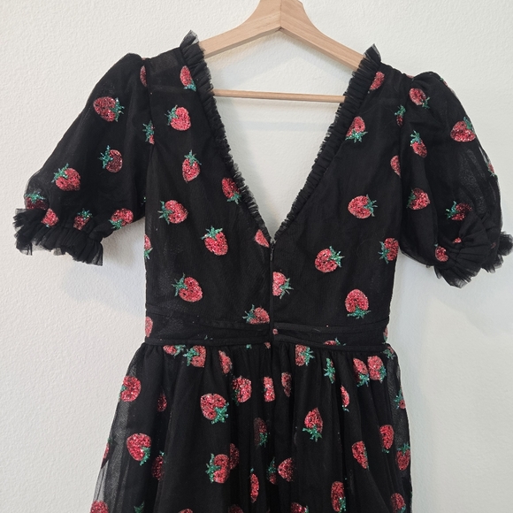 Lirika Matoshi Black Strawberry Dress tulle goth cottage core Small - Picture 9 of 17